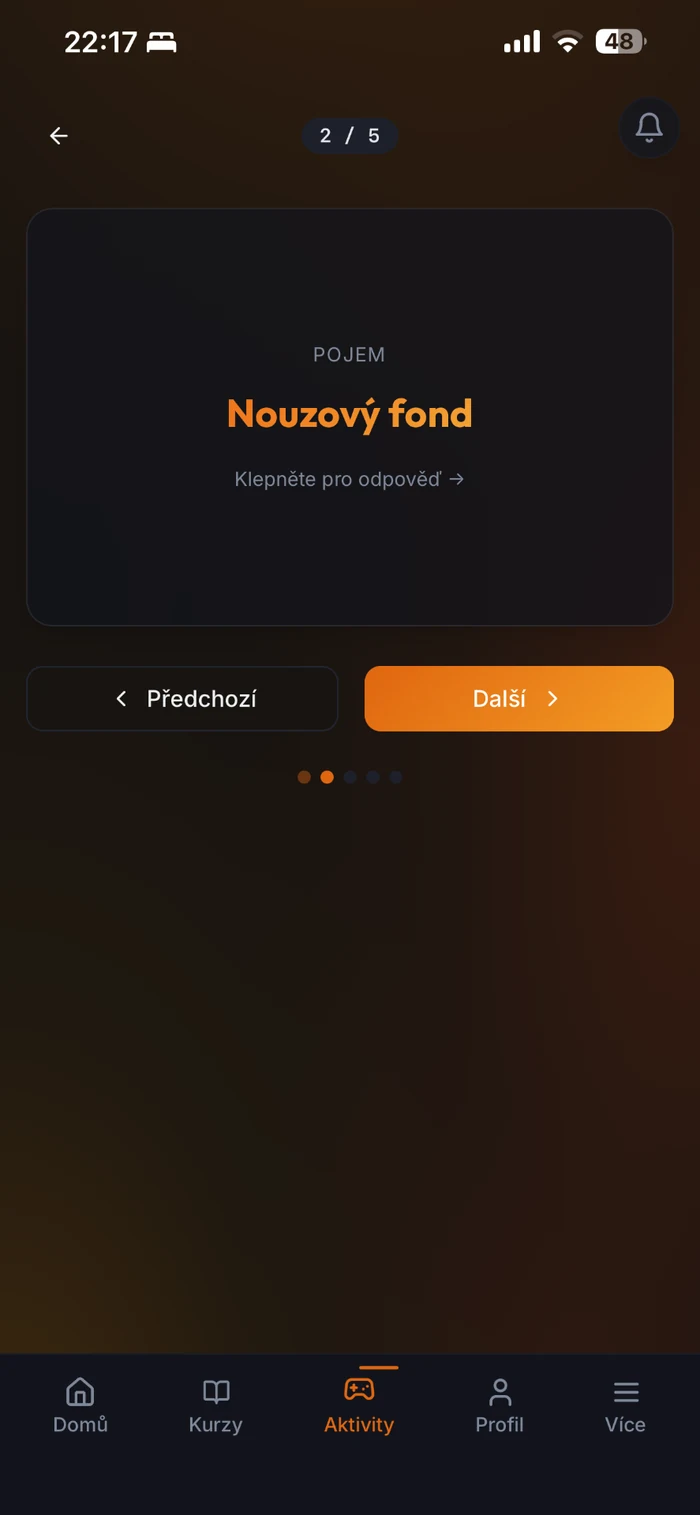 Vzdělávací flashcard s finančním pojmem